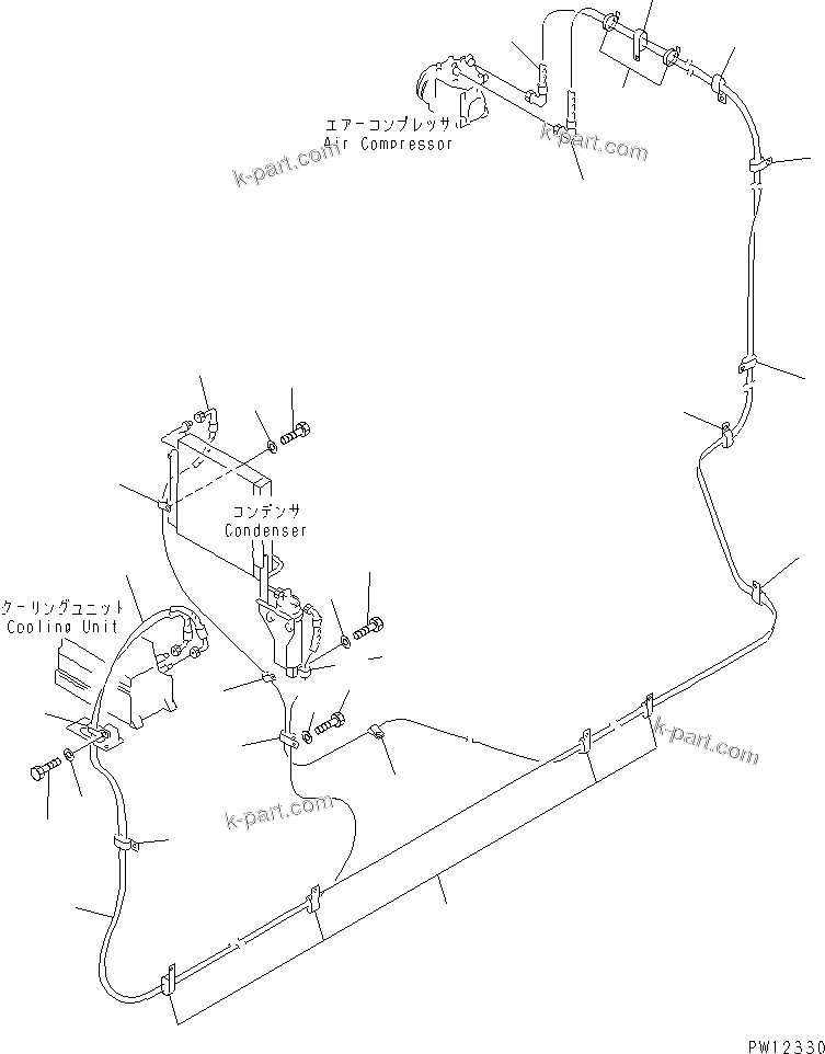 Komatsu parts book diagram for PC1000-1 S/N 10001-UP: AIR CONDITIONER (COOLER LINE)