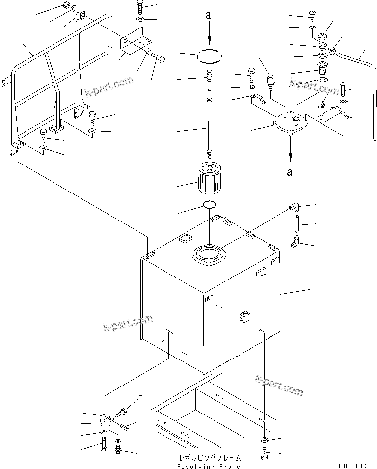 Komatsu parts book diagram for PC1000-1 S/N 10001-UP: HYDRAULIC OIL TANK (WITH VANDALISM)(#10377-)
