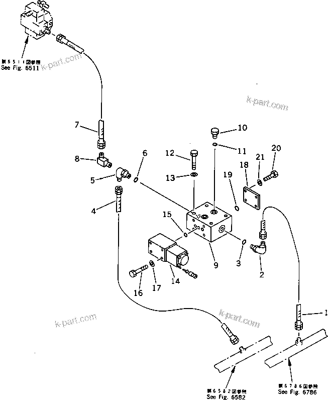 Komatsu parts book diagram for PC1000-1 S/N 10001-UP: BOOM COMPENSATE PIPING (FOR LOADER) (1/2) (WITH 2-POSITION AUTO  COMPENSATION)