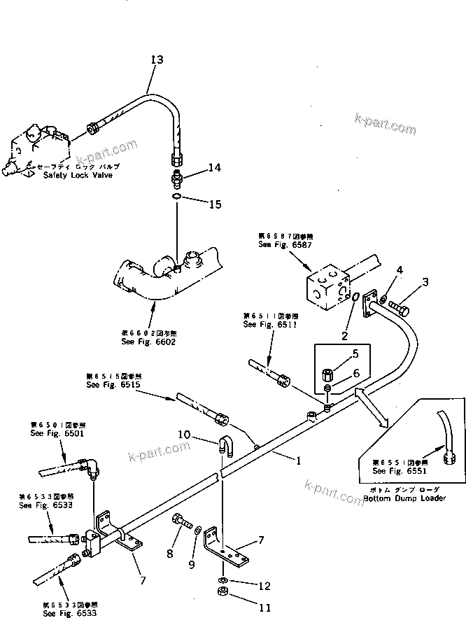 Komatsu parts book diagram for PC1000-1 S/N 10001-UP: PPC VALVE RETURN PIPING (FOR LOADER)