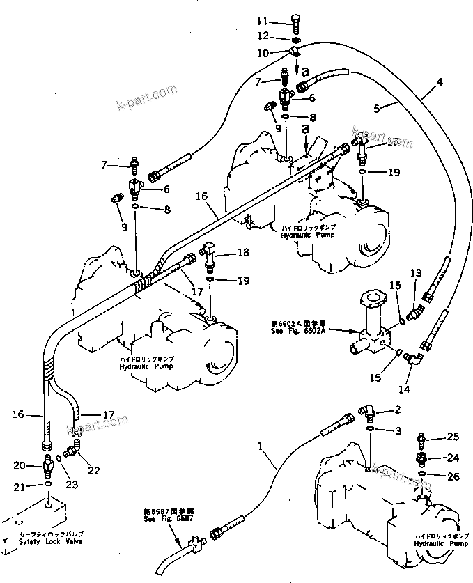 Komatsu parts book diagram for PC1000-1 S/N 10001-UP: RETURN PIPING (PUMP TO BLOCK)(#10106-)