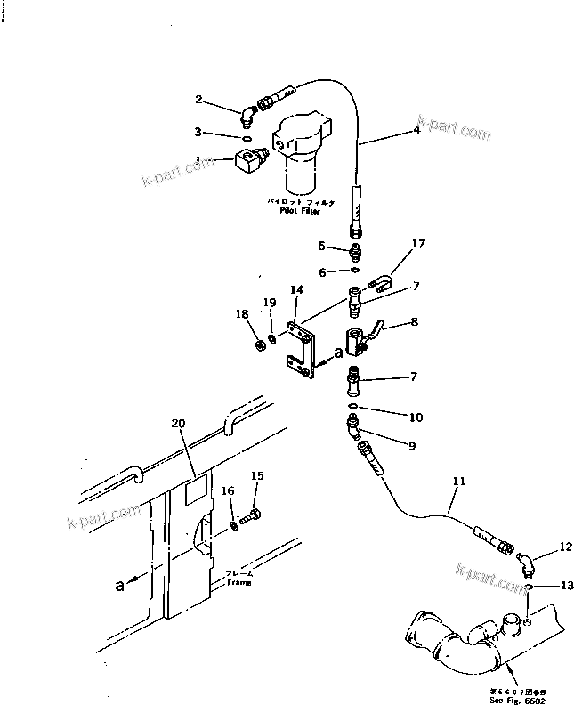 Komatsu parts book diagram for PC1000-1 S/N 10001-UP: HYDRAULIC PUMP DRAIN PIPING (FOR COLD WEATHER SPEC.)