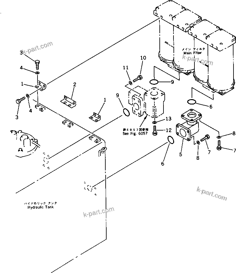 Komatsu parts book diagram for PC1000-1 S/N 10001-UP: FILTER TO TANK PIPING