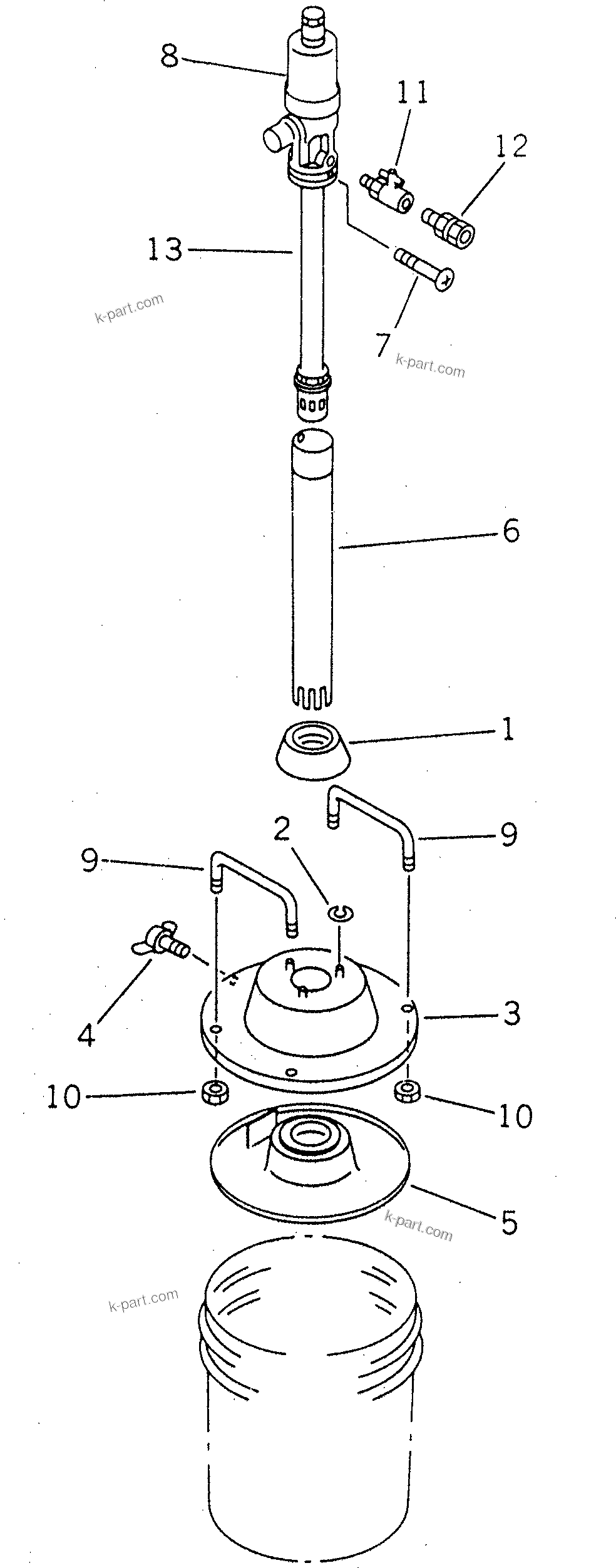 Komatsu parts book diagram for PC1000-1 S/N 10001-UP: GREASE PUMP AND RELATED PARTS(#10001-10066)