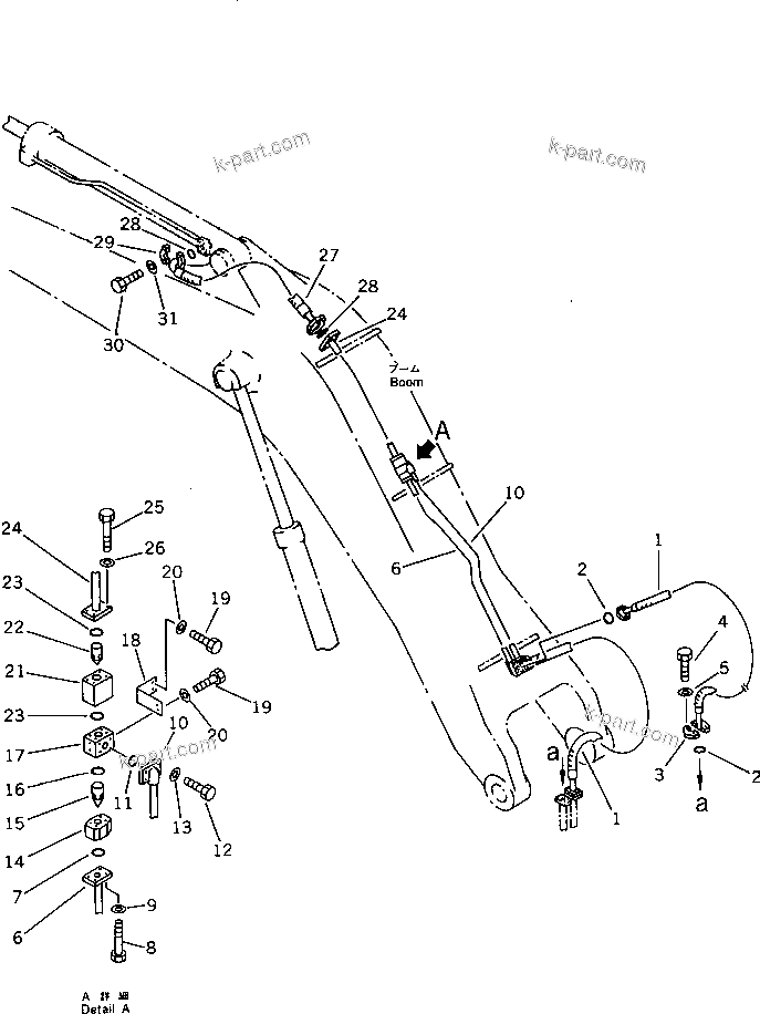 Komatsu parts book diagram for PC1000-1 S/N 10001-UP: ARM CYLINDER PIPING (CYLINDER HEAD LINE)