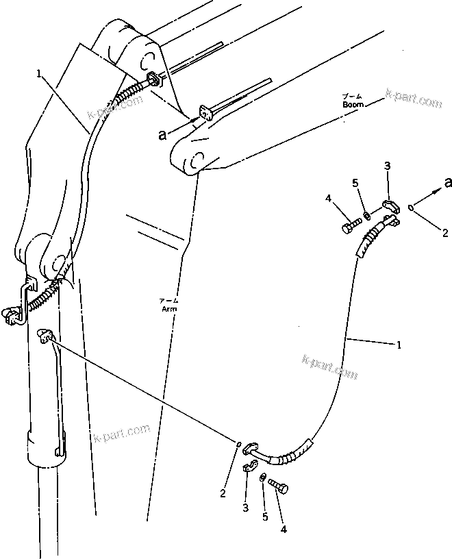 Komatsu parts book diagram for PC1000-1 S/N 10001-UP: BUCKET CYLINDER PIPING (ARM SIDE) (FOR SEMI-LONG ARM)