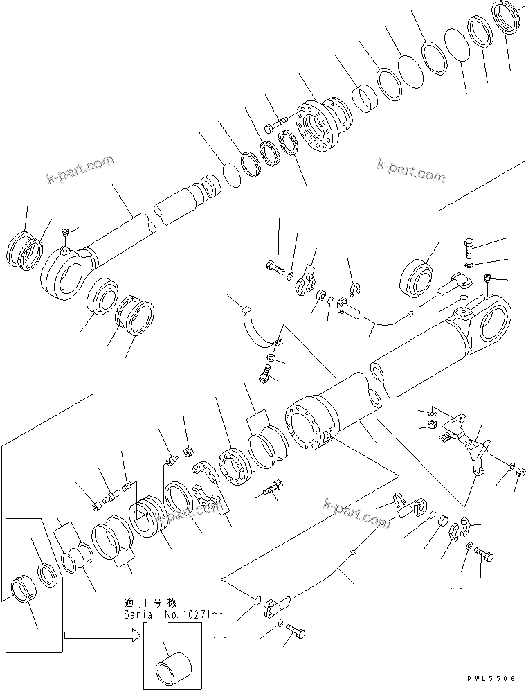 Komatsu parts book diagram for PC1000-1 S/N 10001-UP: BUCKET CYLINDER (FOR LONG ARM)