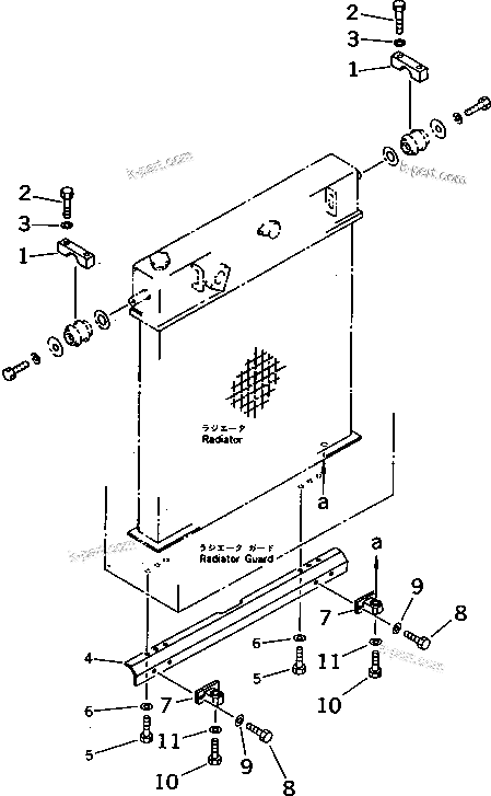 Komatsu parts book diagram for PC1000SP-1 S/N 10001-UP: RADIATOR MOUNTING (WITH LARGE CAPACITY RADIATOR)(#10340-)