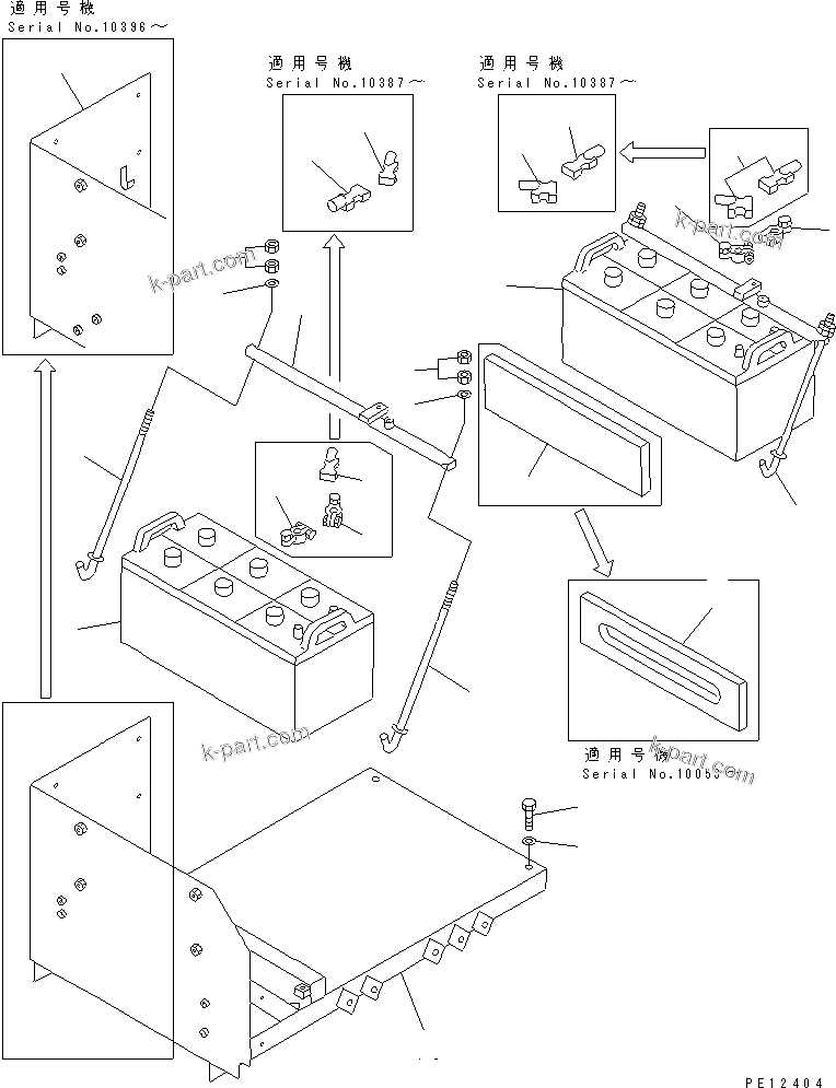 Komatsu parts book diagram for PC1000SP-1 S/N 10001-UP: BATTERY (NS200)