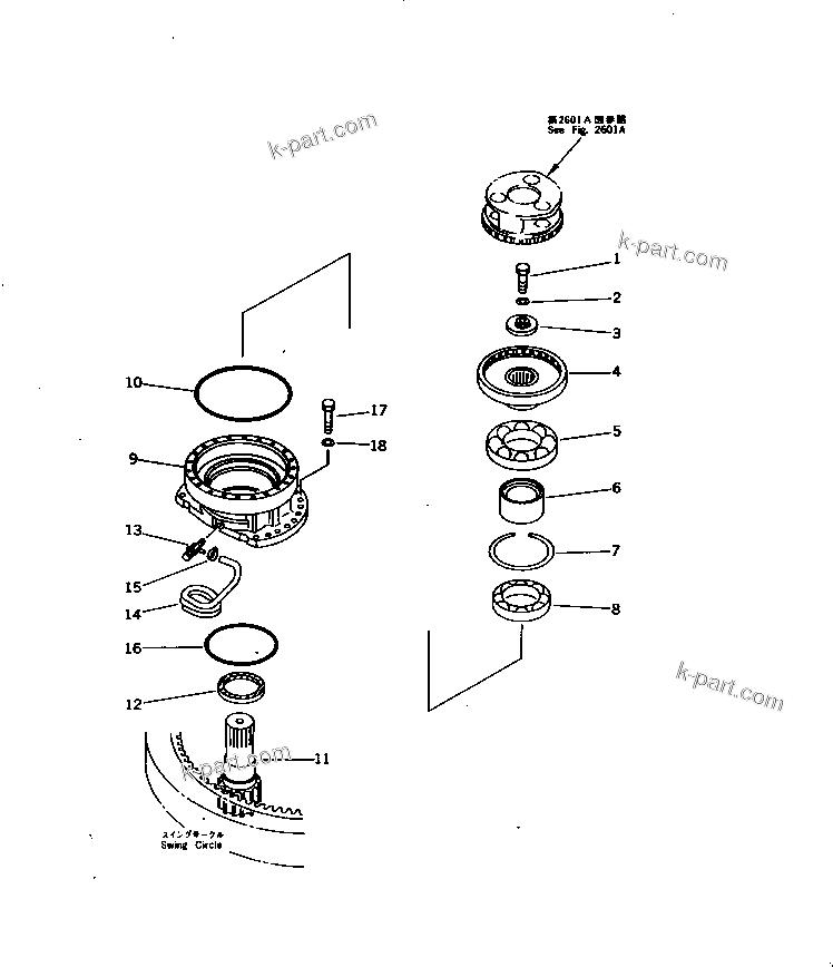 Komatsu parts book diagram for PC1000SP-1 S/N 10001-UP: SWING MACHINERY ? FRONT (2/2)(#10078-)