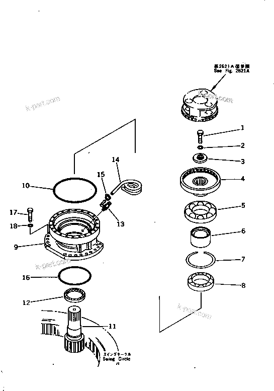 Komatsu parts book diagram for PC1000SP-1 S/N 10001-UP: SWING MACHINERY ? REAR (2/2)(#10078-)