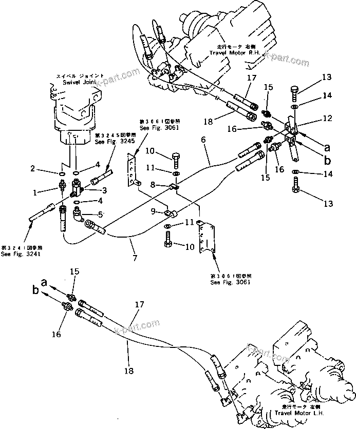 Komatsu parts book diagram for PC1000SP-1 S/N 10001-UP: DRAIN PIPING (SWIVEL JOINT TO/FROM MOTOR)