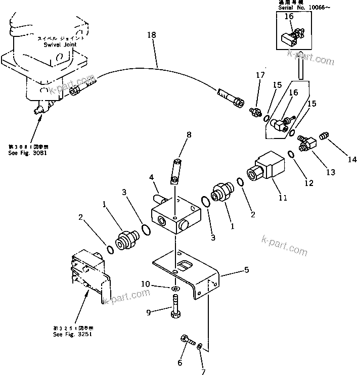 Komatsu parts book diagram for PC1000SP-1 S/N 10001-UP: HIC PIPING (RELIEF VALVE TO SWIVEL JOINT)