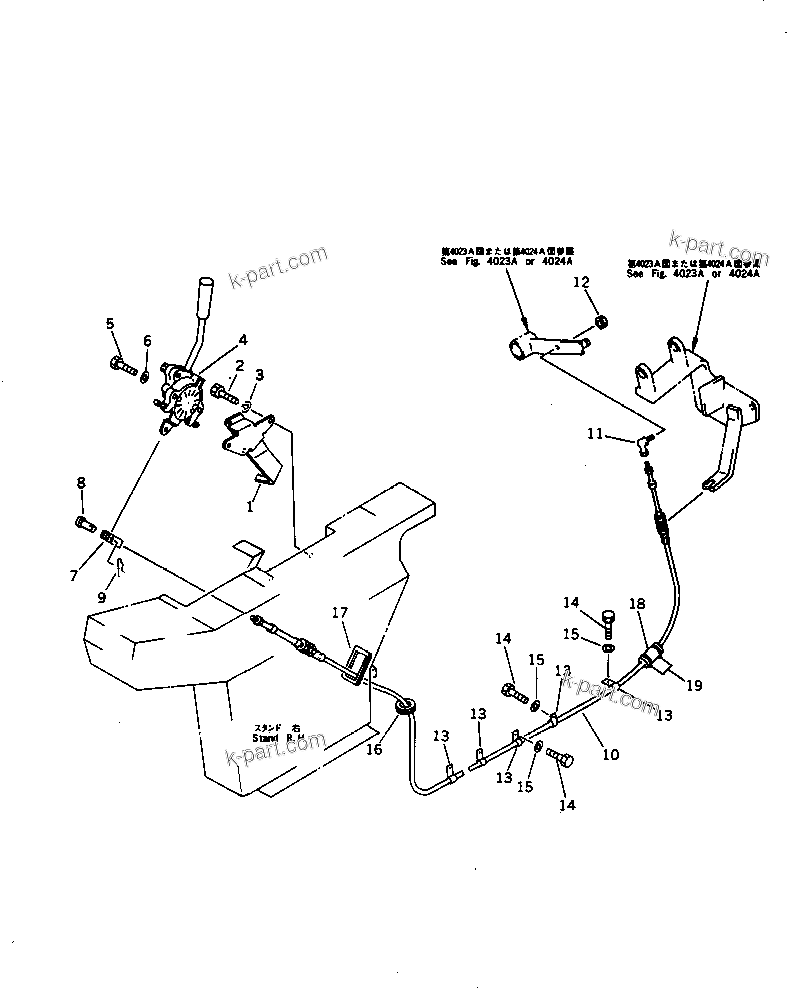Komatsu parts book diagram for PC1000SP-1 S/N 10001-UP: FUEL CONTROL LEVER (1/2) (FOR HIGH CAB)(#10138-)