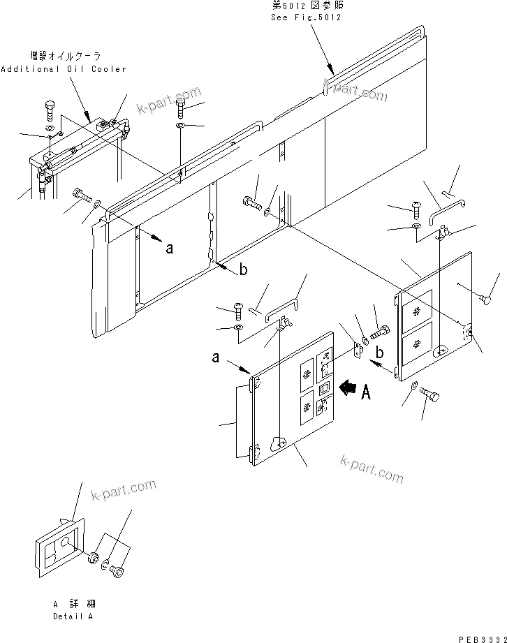 Komatsu parts book diagram for PC1000SP-1 S/N 10001-UP: LEFT SIDE COVER (FRONT DOOR) (FOR ADDITIONAL OIL COOLER)(#10340-)
