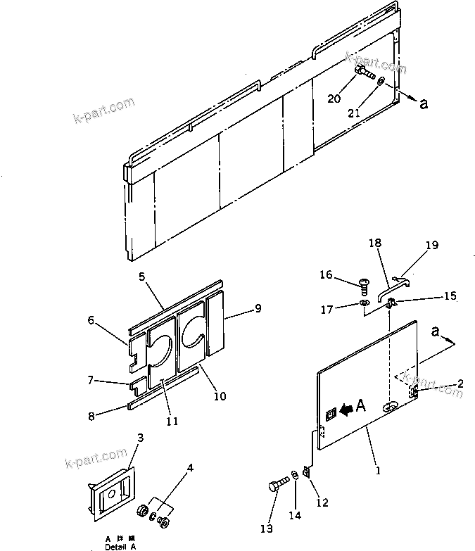 Komatsu parts book diagram for PC1000SP-1 S/N 10001-UP: LEFT SIDE COVER (REAR DOOR)
