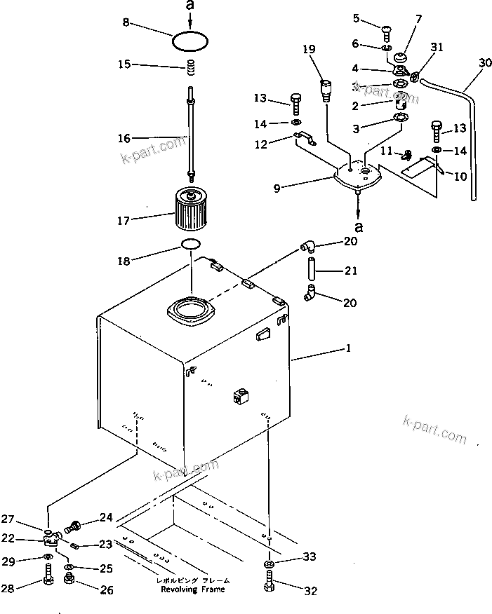 Komatsu parts book diagram for PC1000SP-1 S/N 10001-UP: HYDRAULIC OIL TANK (WITH VANDALISM)