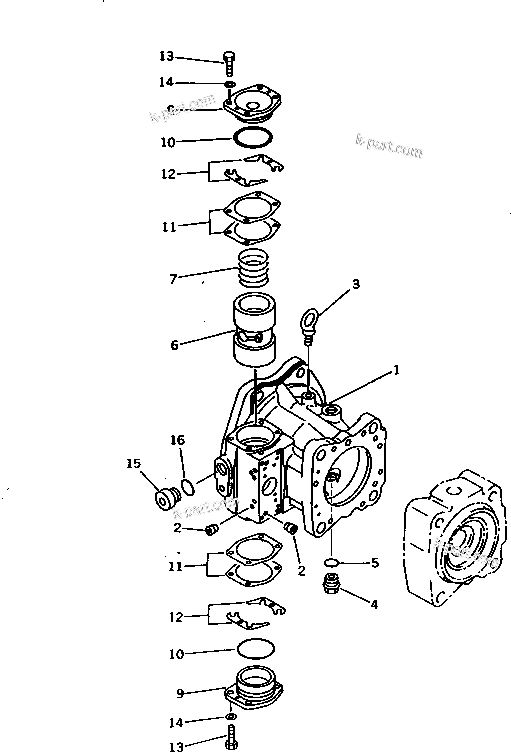 Komatsu parts book diagram for PC1000SP-1 S/N 10001-UP: HYDRAULIC PUMP NO.1 (PUMP 1/5) (2/13) (WITH 3-STAGE SELECTOR MODE OLSS)