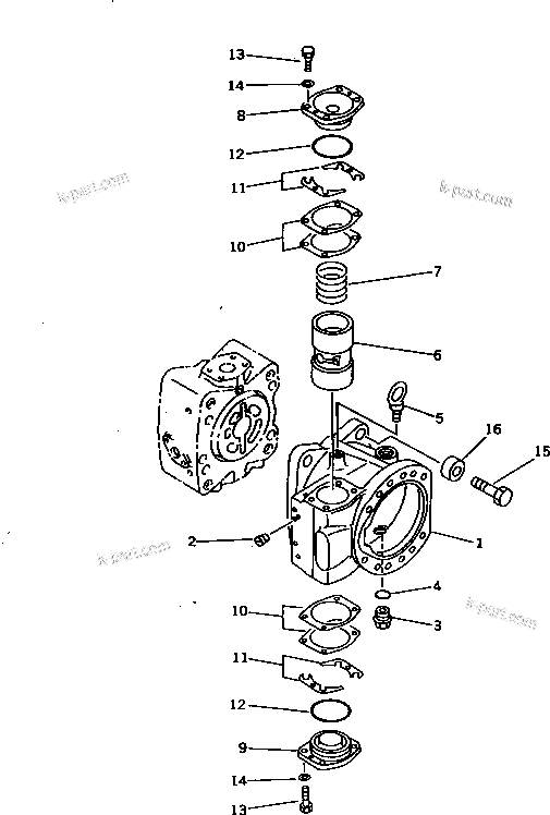 Komatsu parts book diagram for PC1000SP-1 S/N 10001-UP: HYDRAULIC PUMP NO.2 (PUMP 4/5) (5/8)