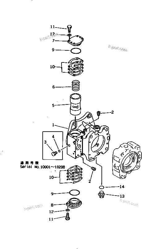 Komatsu parts book diagram for PC1000SP-1 S/N 10001-UP: HYDRAULIC PUMP ? SWING (PUMP 1/5) (2/10)