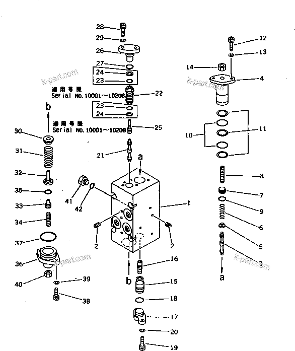 Komatsu parts book diagram for PC1000SP-1 S/N 10001-UP: HYDRAULIC PUMP ? SWING (CO AND NC VALVE) (9/10)