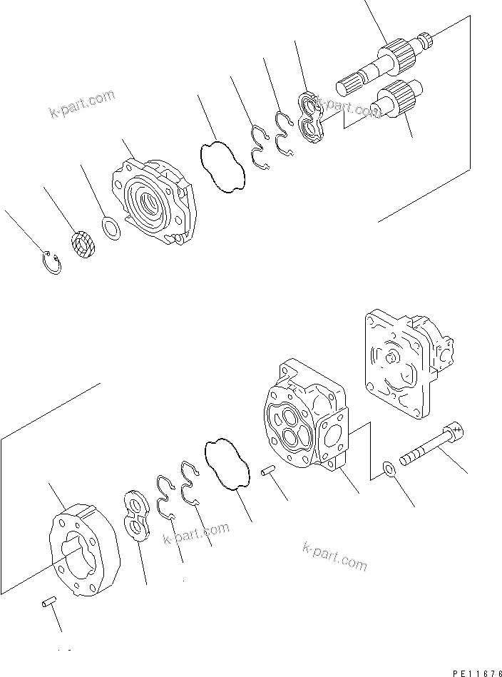 Komatsu parts book diagram for PC1000SP-1 S/N 10001-UP: HYDRAULIC GEAR PUMP (1/2)