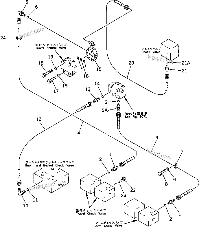 Komatsu parts book diagram for PC1000SP-1 S/N 10001-UP: STRAIGHT TRAVEL PIPING (1/2) (WITHOUT AUTO DECELERATION)(#10078-)