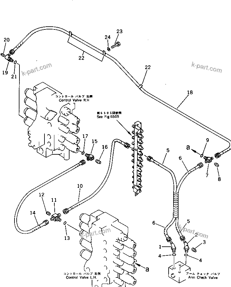 Komatsu parts book diagram for PC1000SP-1 S/N 10001-UP: ARM CHECK VALVE TO/FROM CONTROL VALVE