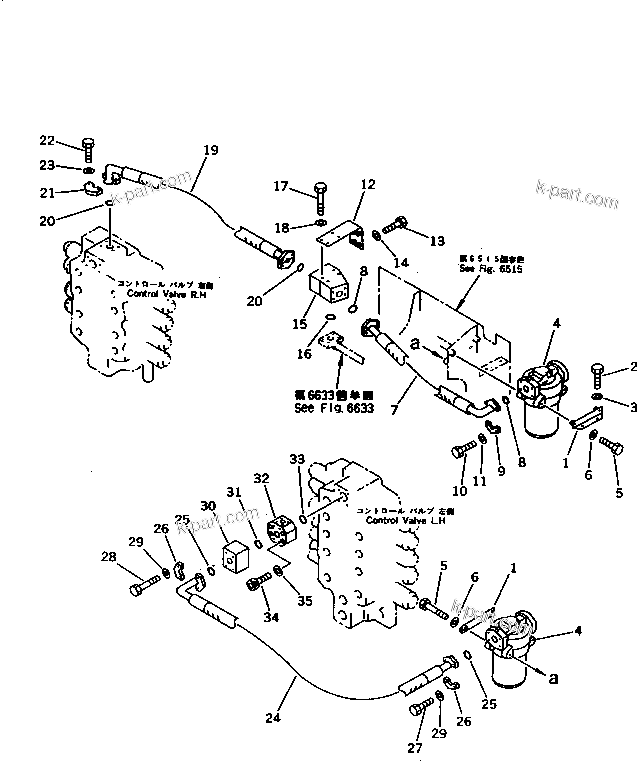 Komatsu parts book diagram for PC1000SP-1 S/N 10001-UP: LINE FILTER TO CONTROL VALVE PIPING (FOR NO.1 PUMP) (+55ЯC SPEC.)(#10340-)
