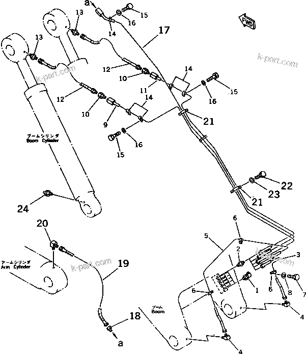 Komatsu parts book diagram for PC1000SP-1 S/N 10001-UP: WORK EQUIPMENT LUBRICATION (BOOM SIDE) (FOR SHORT BOOM ? HEAVY    DUTY)(#10351-)