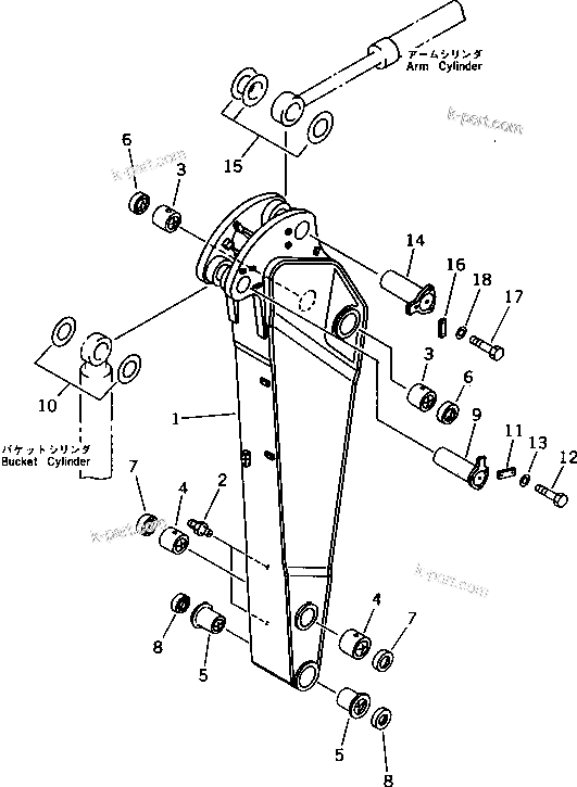 Komatsu parts book diagram for PC1000SP-1 S/N 10001-UP: ARM (3.4M) (HEAVY DUTY)(#10351-)
