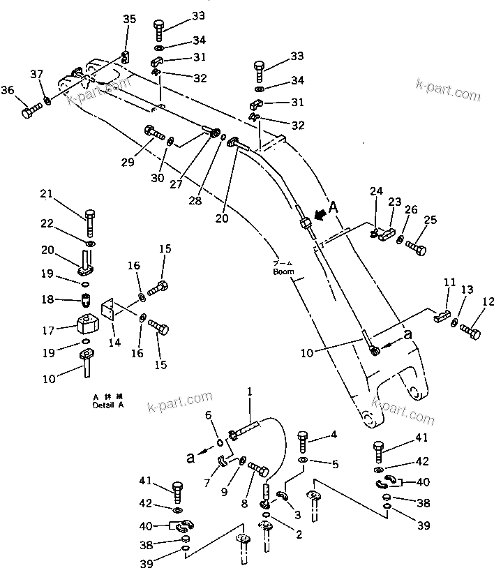 Komatsu parts book diagram for PC1000SP-1 S/N 10001-UP: BUCKET CYLINDER PIPING (BOOM SIDE) (CYLINDER HEAD LINE)          (FOR SHORT BOOM ? HEAVY DUTY)(#10351-)