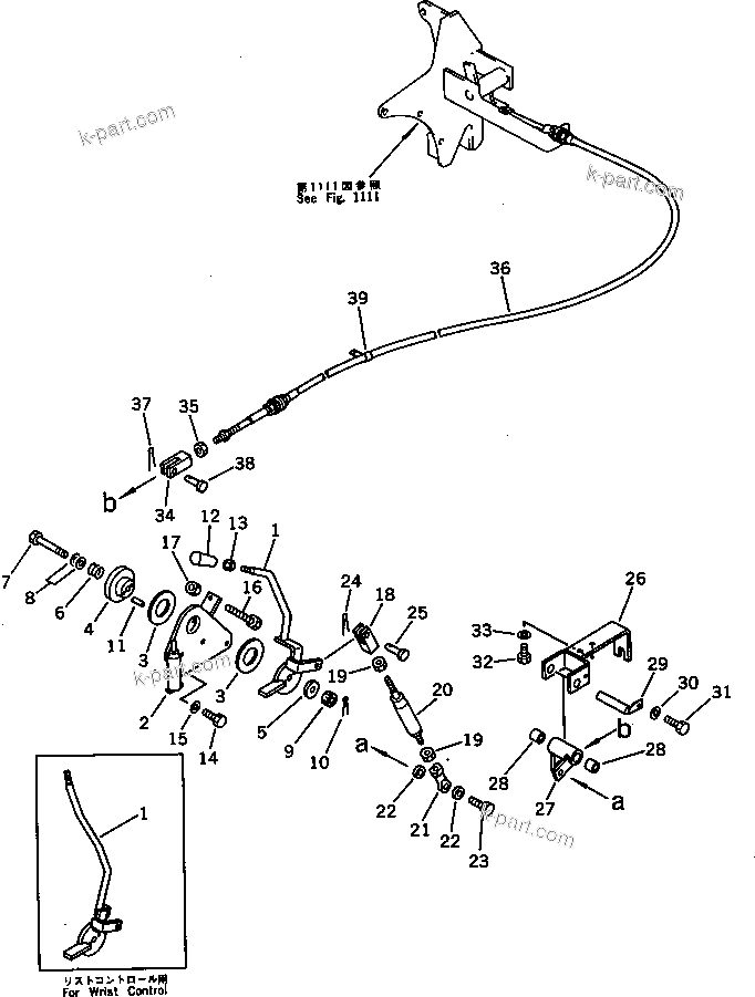 Komatsu parts book diagram for PC100L-3 S/N 12001-UP: FUEL CONTROL LEVER (WITH AUTO DECELERATION)(#12001-12199)