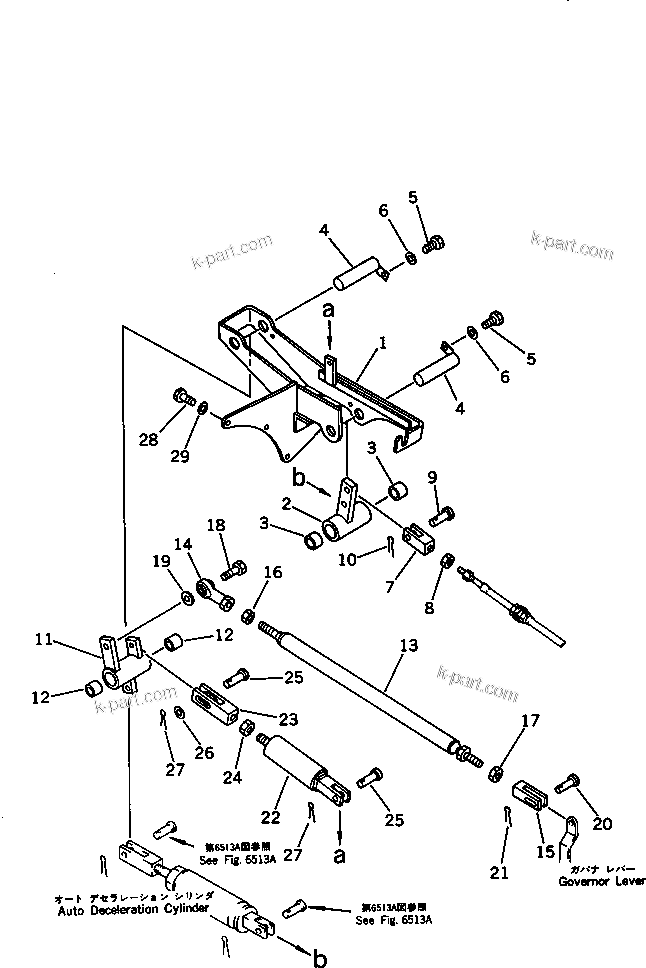 Komatsu parts book diagram for PC100L-3 S/N 12001-UP: FUEL CONTROL LINKAGE (WITH AUTO DECELERATION)(#12200-)