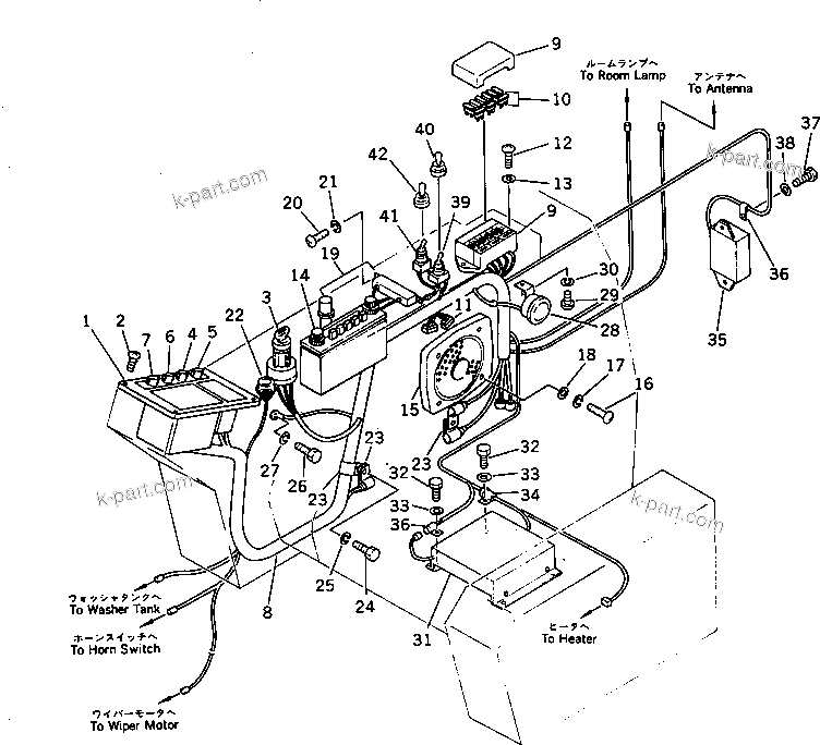 Komatsu parts book diagram for PC100L-3 S/N 12001-UP: INSTRUMENT PANEL (FOR LONG LEVER CONTROL)(WITH AUTO DECELERATION)(WITH SWING MECHANICAL BRAKE)(#12236-)