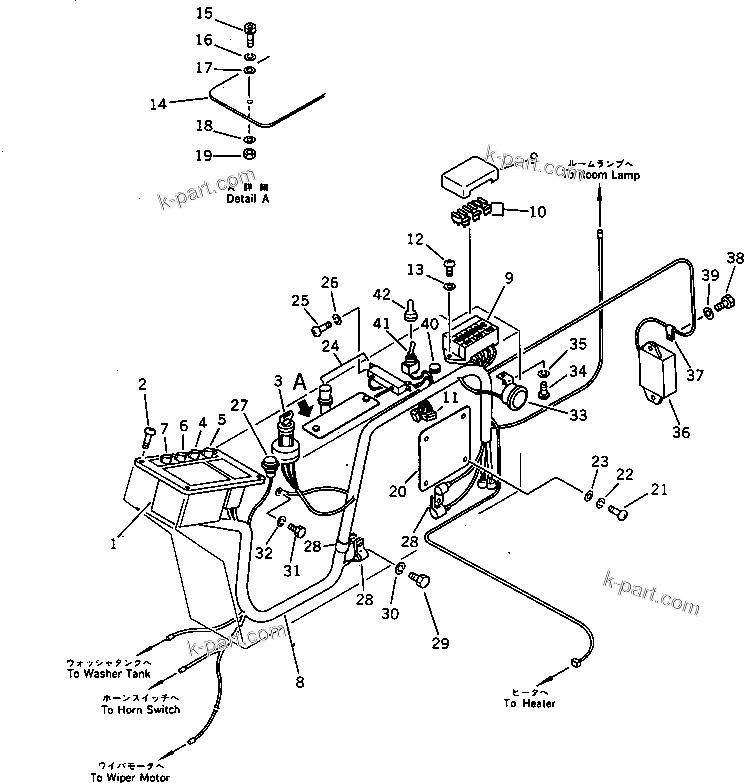 Komatsu parts book diagram for PC100L-3 S/N 12001-UP: INSTRUMENT PANEL (FOR LONG LEVER CONTROL)(WITHOUT AUTO DECEL.)   (WITHOUT SWING MECHANICAL BRAKE)(#12326-)