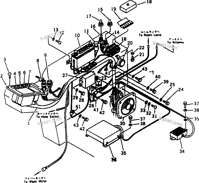 Komatsu parts book diagram for PC100L-3 S/N 12001-UP: INSTRUMENT PANEL (FOR WRIST CONTROL) (WITH AUTO DECELERATION)    (WITH SWING MECHANICAL BRAKE)(#12001-12199)