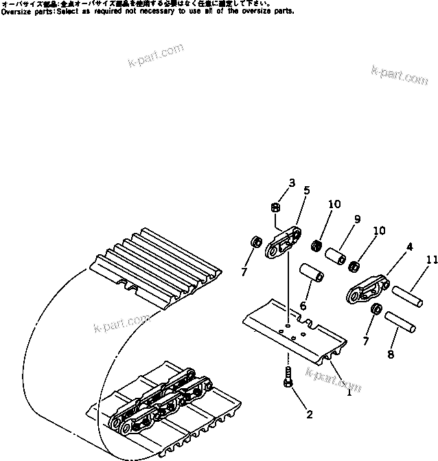 Komatsu parts book diagram for PC100L-3 S/N 12001-UP: TRACK SHOE (TRIPLE GROUSER)