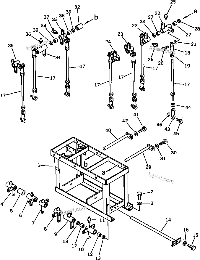Komatsu parts book diagram for PC100L-3 S/N 12001-UP: VALVE CONTROL LINKAGE (2/3) (FOR LONG LEVER CONTROL)(#12001-..)
