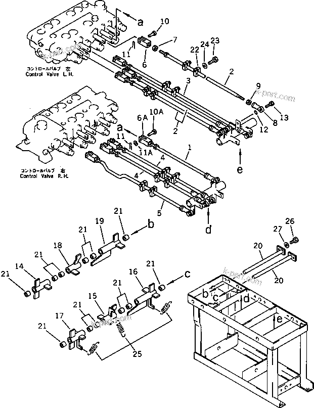 Komatsu parts book diagram for PC100L-3 S/N 12001-UP: VALVE CONTROL LINKAGE (3/3) (FOR LONG LEVER CONTROL)