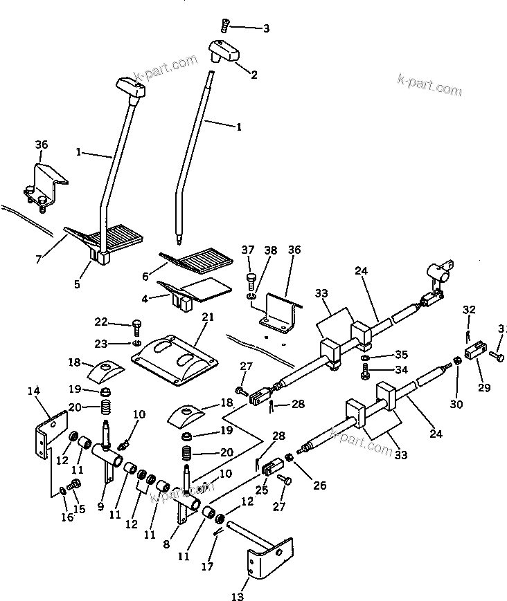 Komatsu parts book diagram for PC100L-3 S/N 12001-UP: TRAVEL CONTROL (FOR WRIST CONTROL) (WITH AUTO DECELERATION)(#12001-12014)
