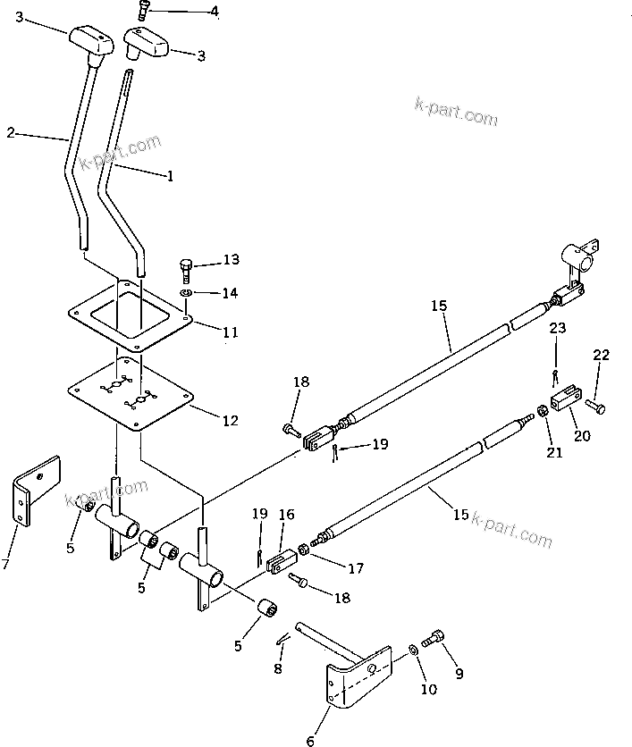 Komatsu parts book diagram for PC100L-3 S/N 12001-UP: TRAVEL CONTROL (FOR WRIST CONTROL) (WITHOUT AUTO DECELERATION)
