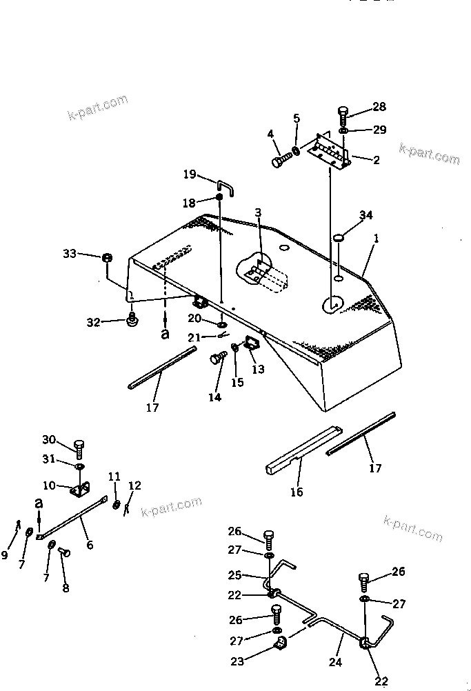 Komatsu parts book diagram for PC100L-3 S/N 12001-UP: MACHINERY COMPARTMENT (1/3)(#12200-)