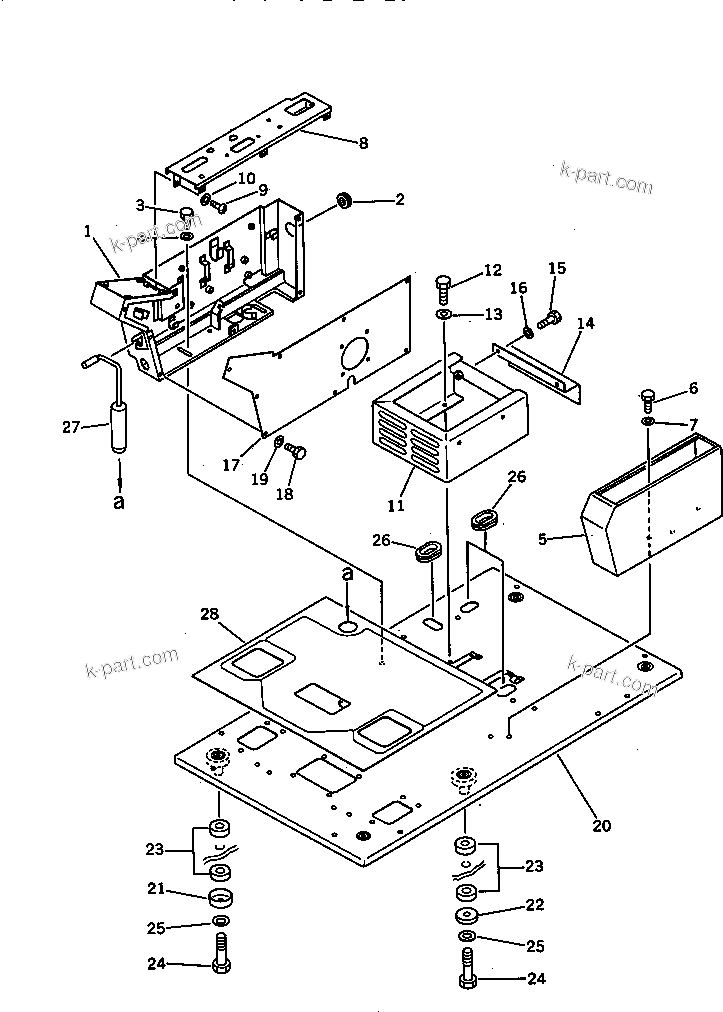 Komatsu parts book diagram for PC100L-3 S/N 12001-UP: OPERATOR'S CAB ? FLOOR FRAME (FOR LONG LEVER CONTROL)(#12200-)