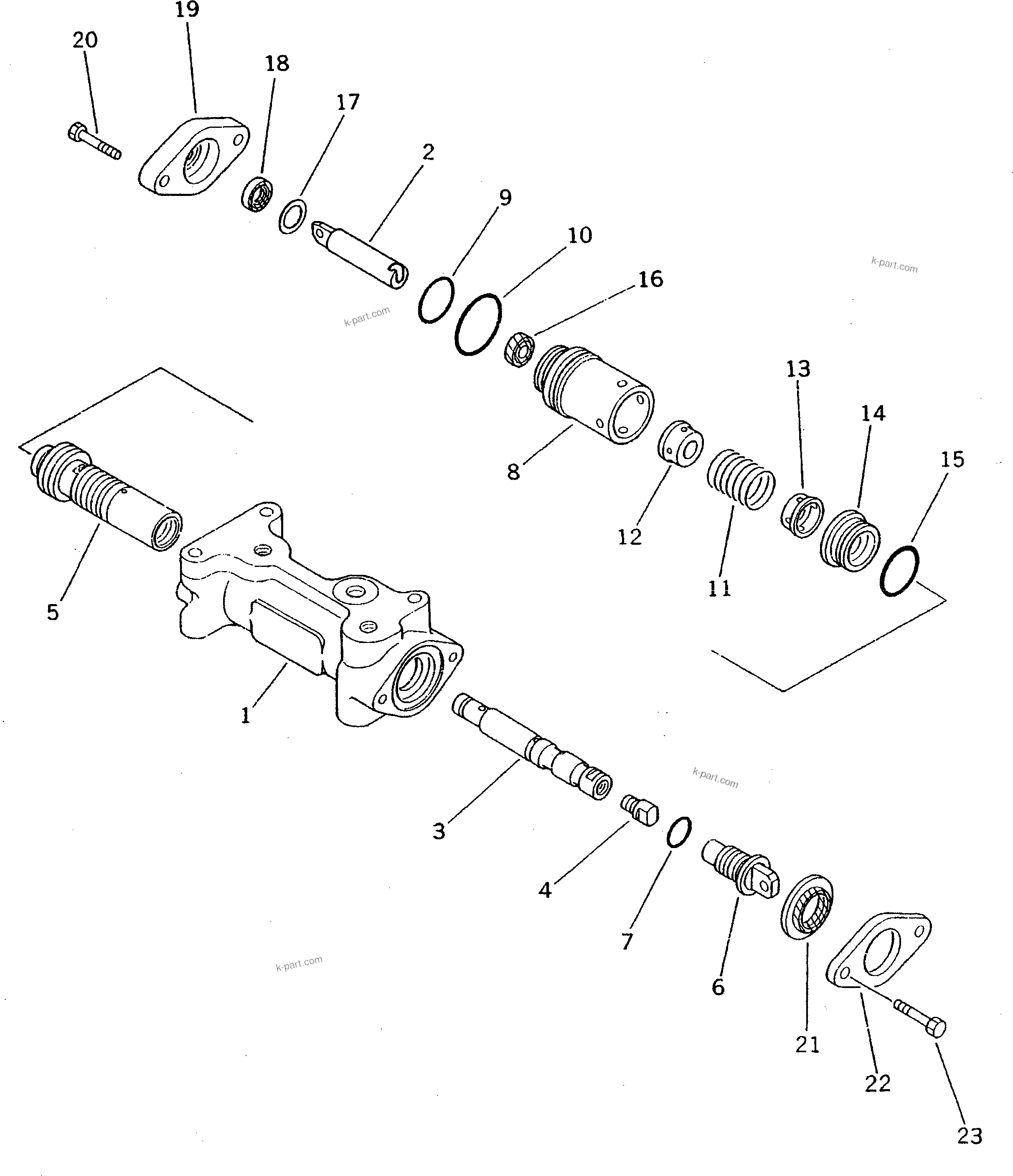 Komatsu parts book diagram for PC100L-3 S/N 12001-UP: SERVO VALVE (FOR LONG LEVER CONTROL)