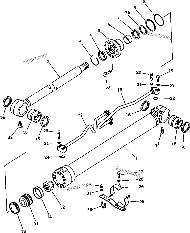 Komatsu parts book diagram for PC100L-3 S/N 12001-UP: BOOM CYLINDER
