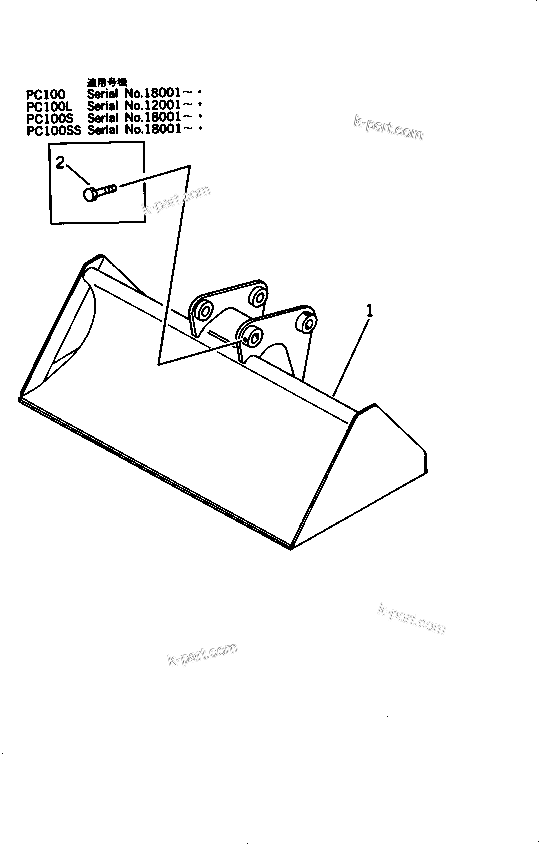 Komatsu parts book diagram for PC100L-3 S/N 12001-UP: SLOPE FINISHING BUCKET