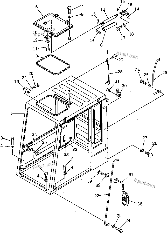 Komatsu parts book diagram for PC100L-3 S/N 12001-UP: OPERATOR'S CAB (1/7) (TBG SPEC.)