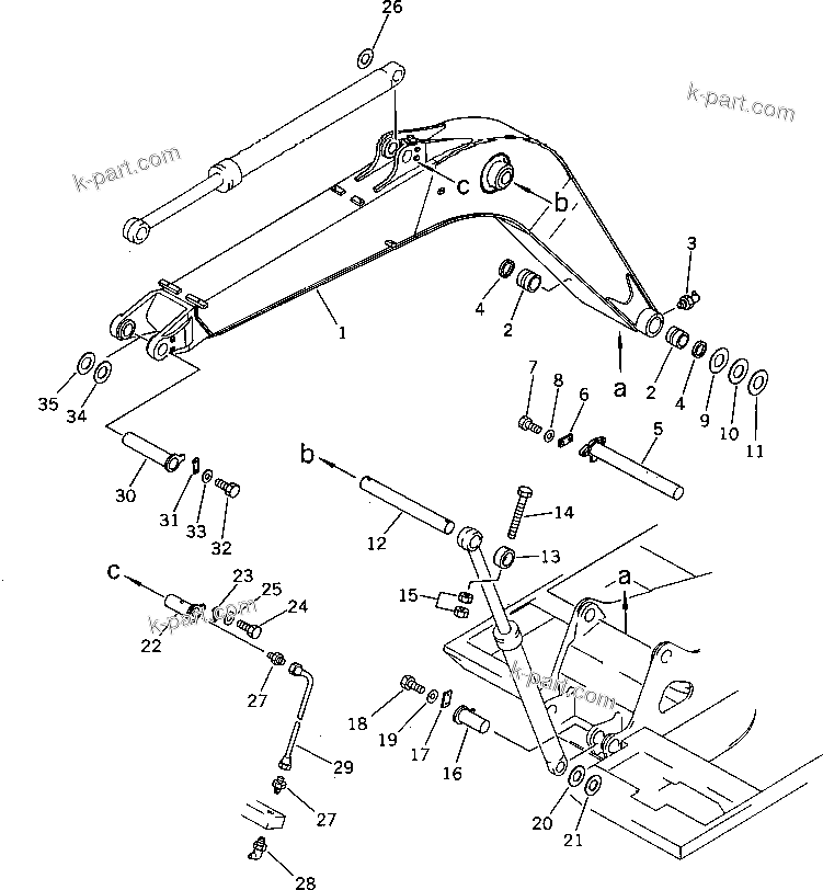 Komatsu parts book diagram for PC100L-3 S/N 12001-UP: BOOM (TBG SPEC.)