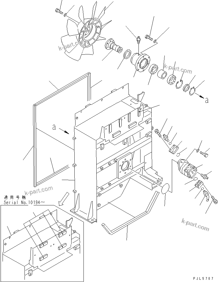 Komatsu parts book diagram for PC1100LC-6 S/N 10001-UP: COOLING (AFTER COOLER) (SHROUD AND FAN MOUNT)(#10158-)